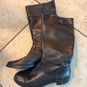 Classic Black Leather Knee Boots